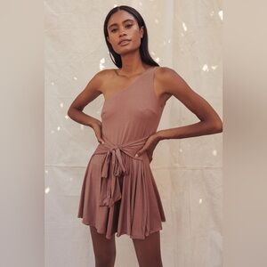Lulus Sunny Soiree Mauve One-shoulder Tie-front Romper - Size M